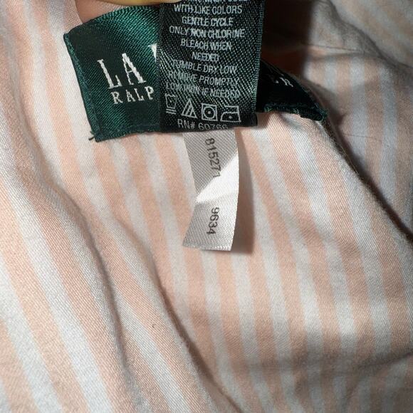 Lauren Ralph Lauren Women's Cotton Striped Robe in Pastel Peach/White Size XL - Picture 8 of 8